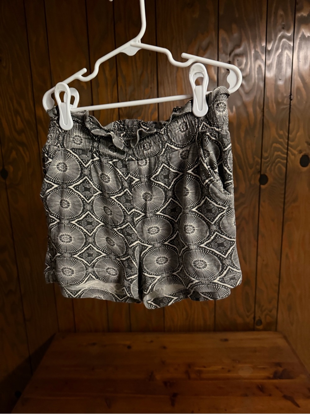 Kate Quinn High-Waist Black & White Geometric Print Paperbag Shorts